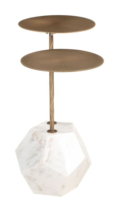 Anten - Side Table - Brass & White