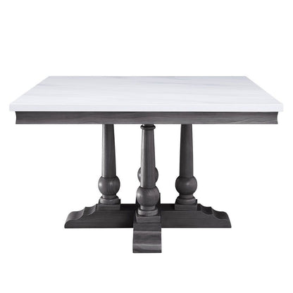 Yabeina - Square Dining Table - Marble Top Top & Gray Oak