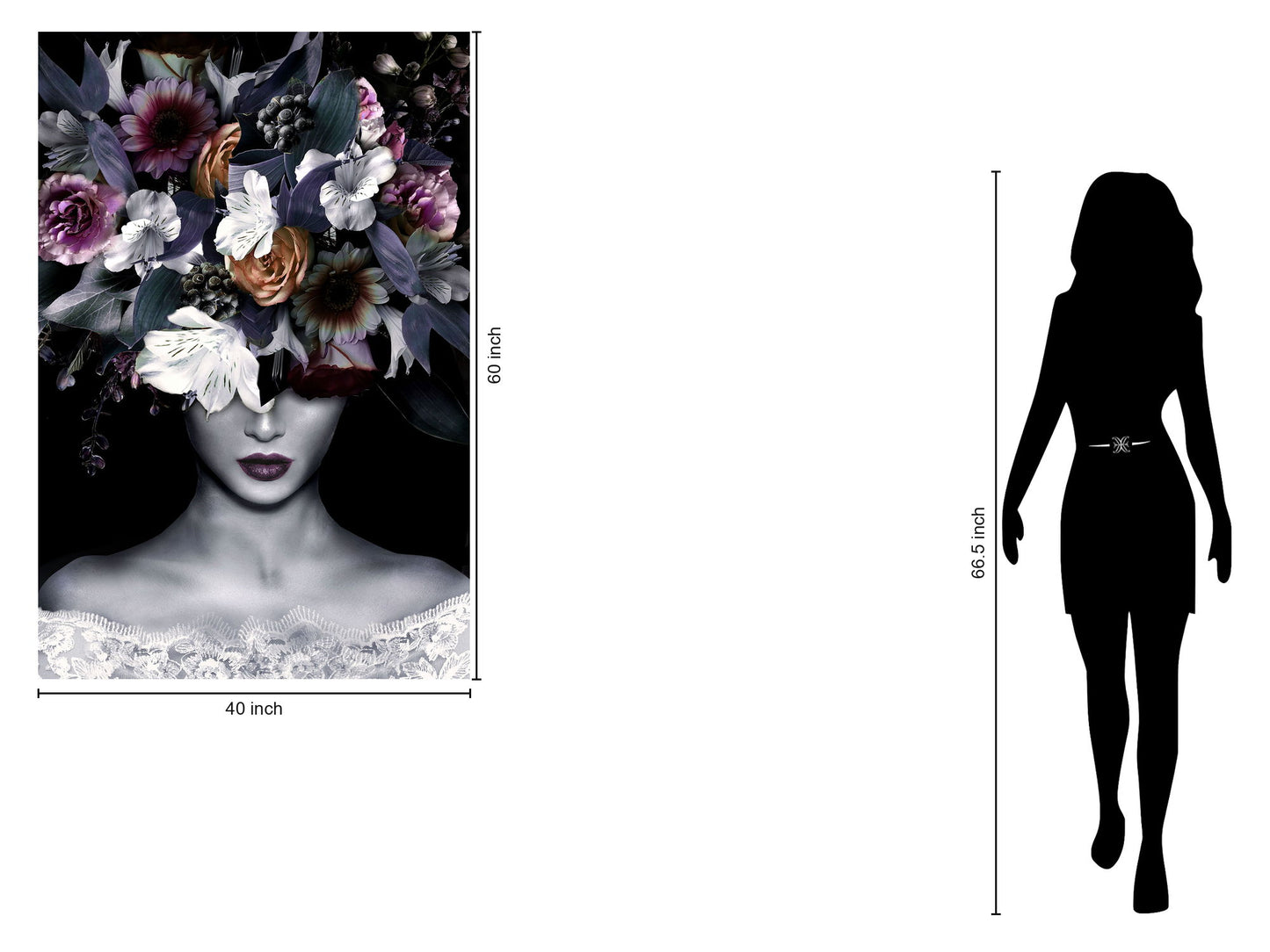 Temp Glass With Foil - Floral Lady Front - Dark Gray