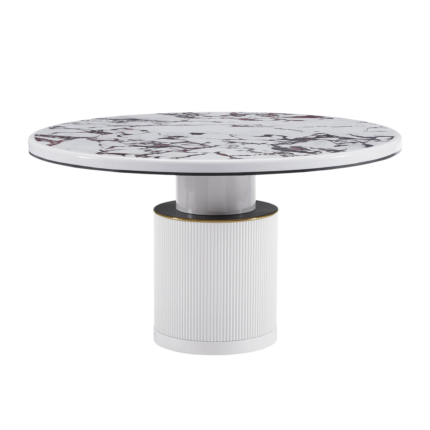 Vanessa - Marble Lacquer Round Dining Table - White