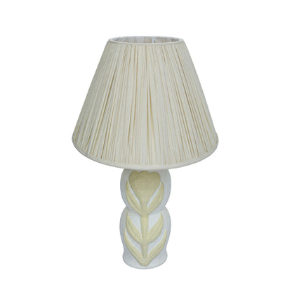 Edith - Curved Papier Mache Flower Pleated Table Lamp - Cream