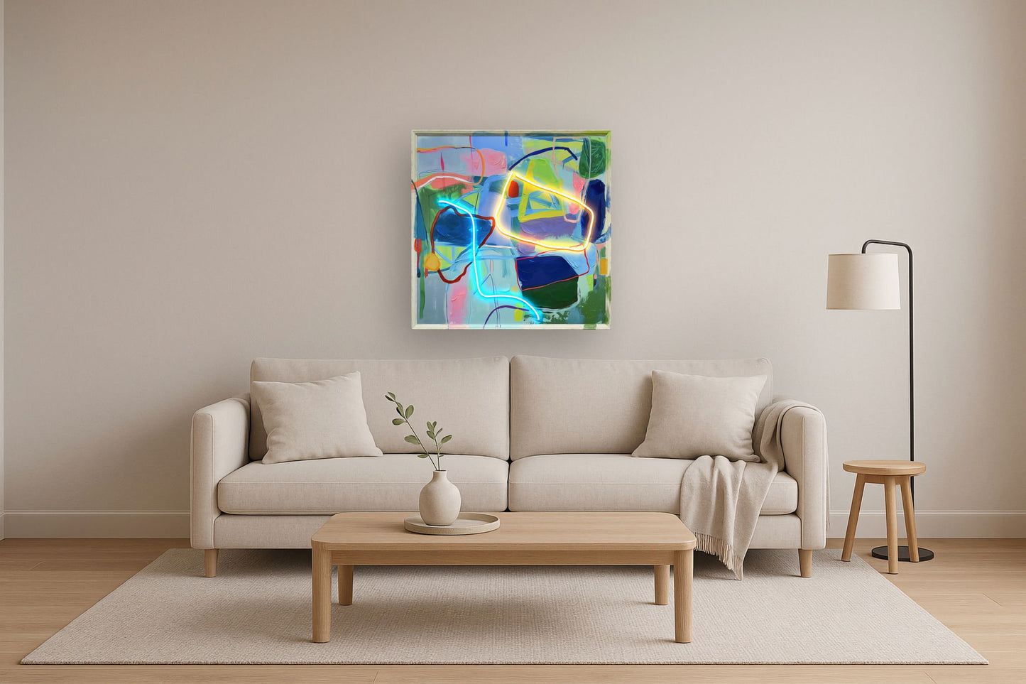 Luminous Flux - 33" x 33" Framed Wall Art - Blue