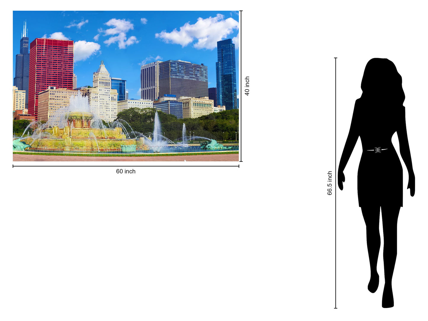 Tempered Glass With Foil - Chicago Skyline - Light Blue