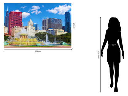 Tempered Glass With Foil - Chicago Skyline - Light Blue