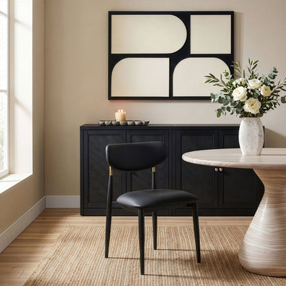Ronda - Vegan Leather Upholstered Dining Side Chair - Black Legs