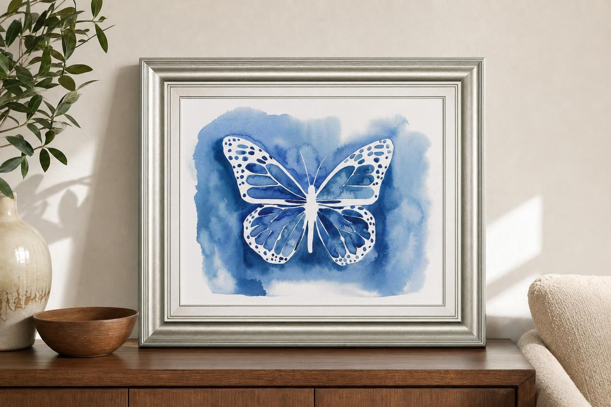 22x26 Butterfly Inkling I By Grace Popp - Blue