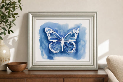 22x26 Butterfly Inkling I By Grace Popp - Blue