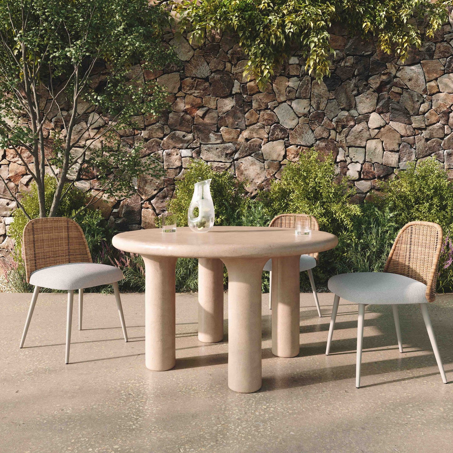 Barbara - 47" Indoor / Outdoor Round Dining Table - Cream