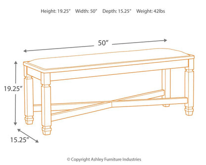 Tyler - Black / Grayish Brown - Upholstered Bench