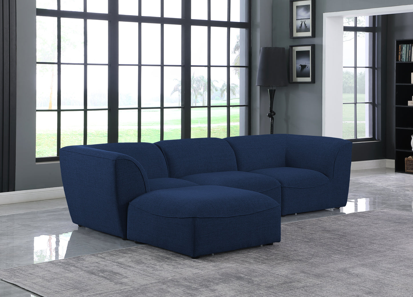 Miramar - Modular Sectional 4 Piece - Navy - Fabric