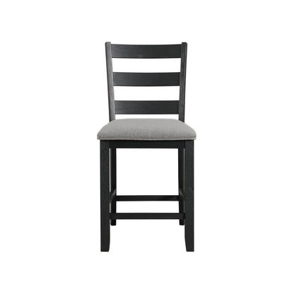 Martin - Counter Side Chair With Grey Fabric (Set of 2) - Black Finish