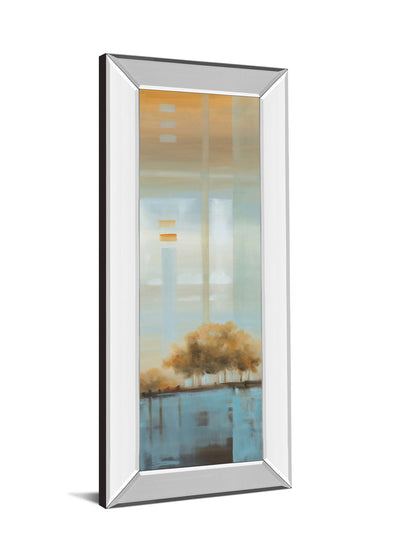 Window On The Word I By Carol Robinson - Mirror Framed Print Wall Art - Light Blue