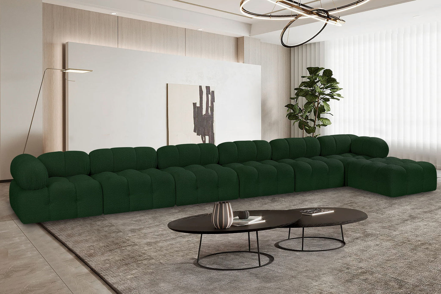 Ames - 7 Piece Boucle Fabric Modular L-Shaped Sectional
