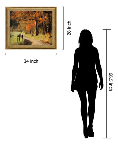 Amber Forest Pathway - 28" x 34" Framed Wall Art