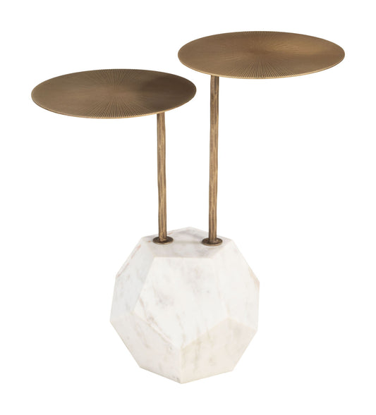 Anten - Side Table - Brass & White