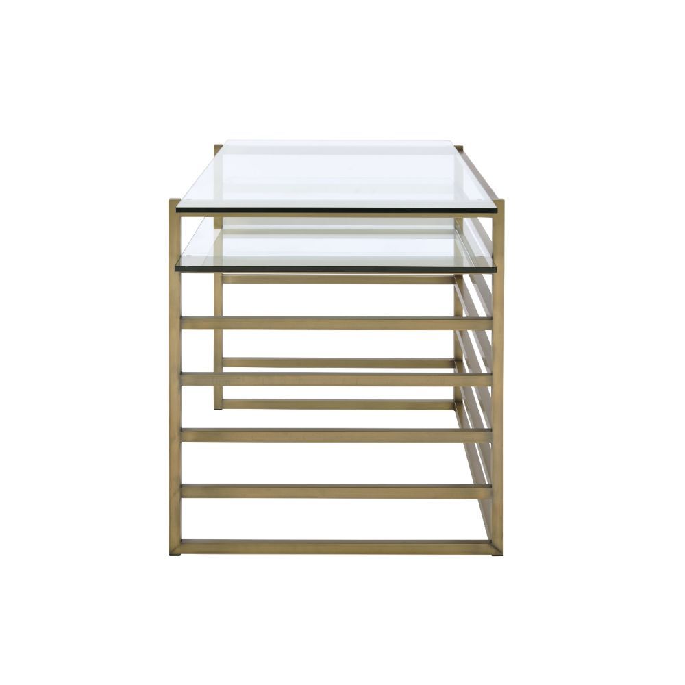 Shona - Desk - Antique Gold & Clear Glass