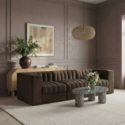 Rummi - Velvet Performance Fabric Upholstered 3 Piece Modular Sofa