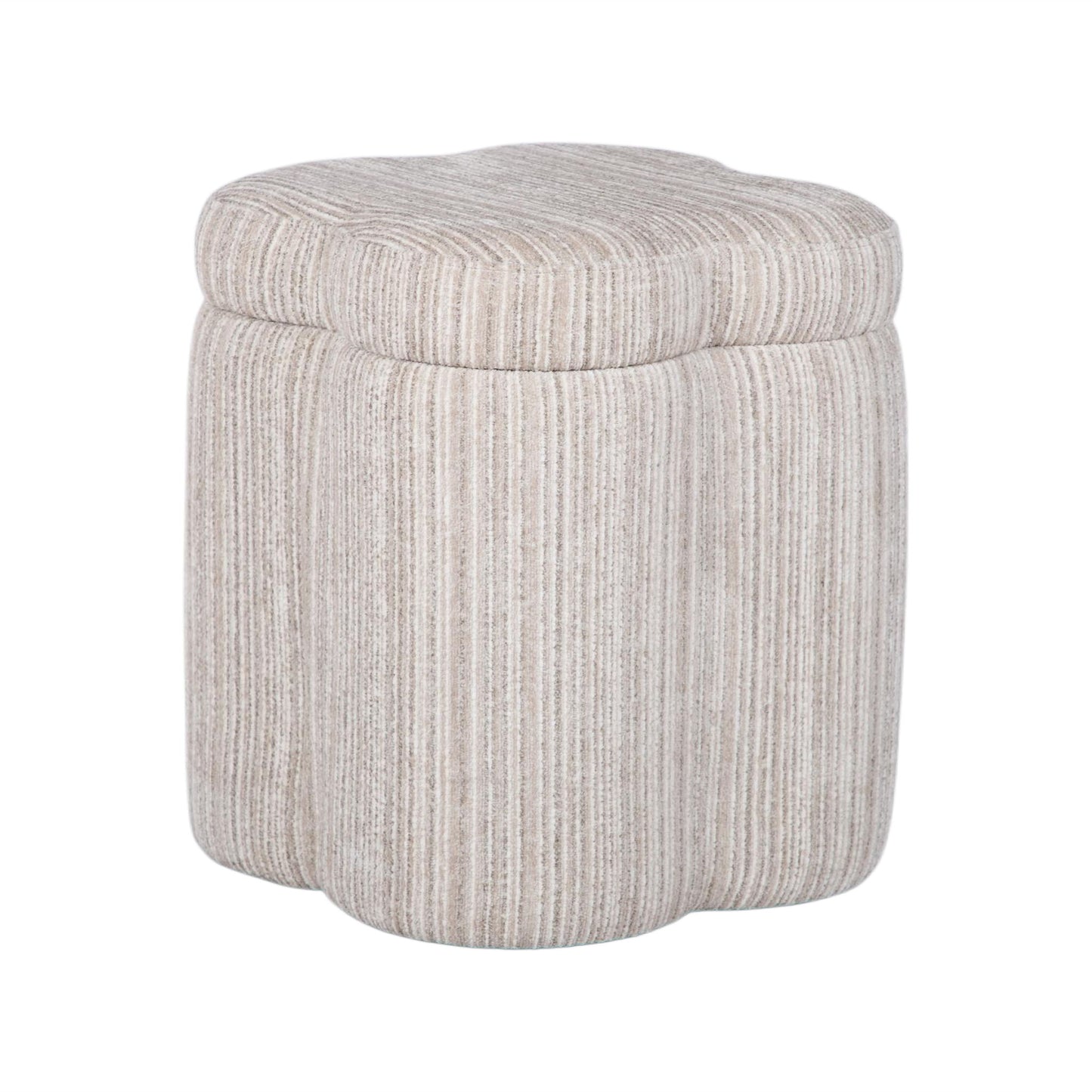 Lilou - Striped Jacquard Storage Stool - Cream