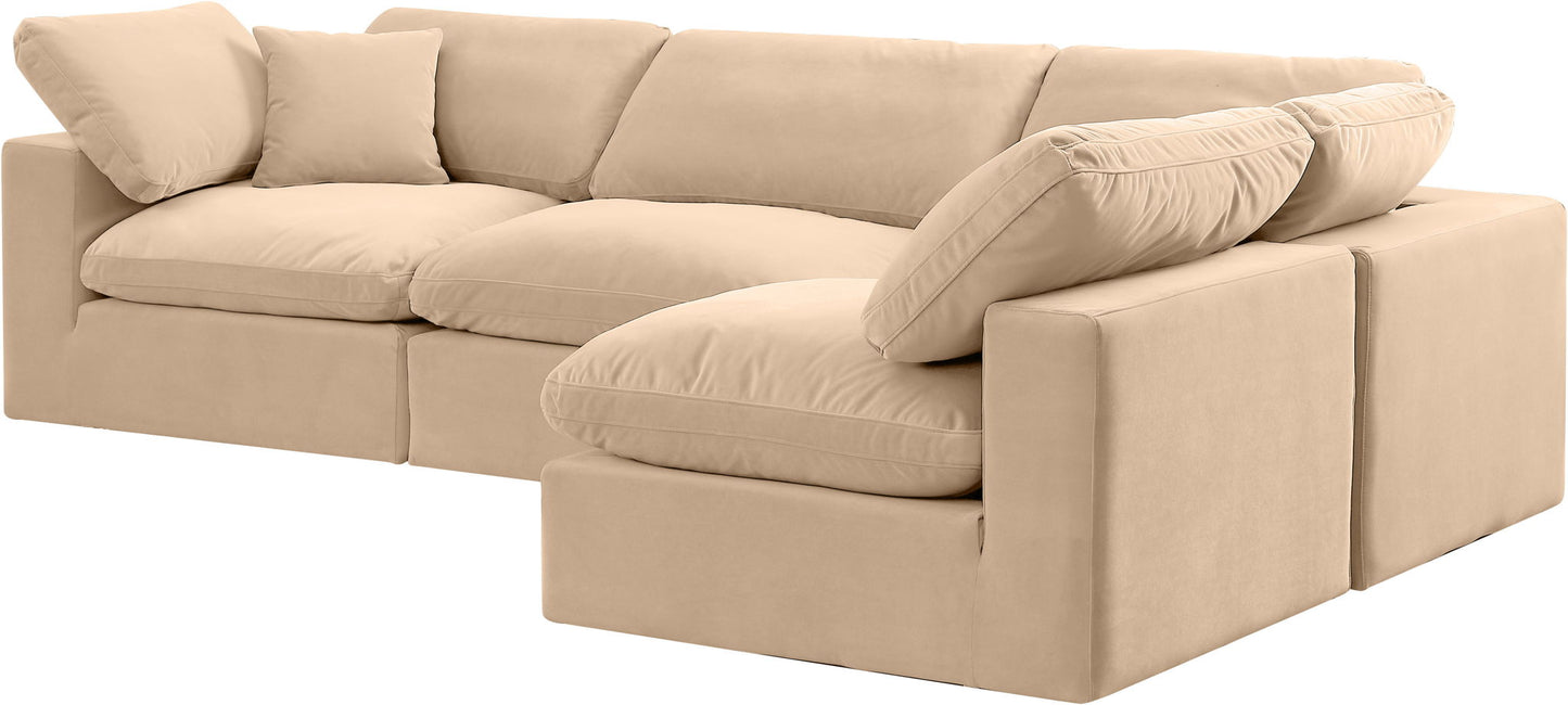 Comfy - 4 Piece Velvet Modular Armless Sectional