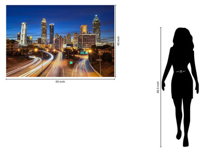Tempered Glass With Foil - Atlanta At Night - Blue