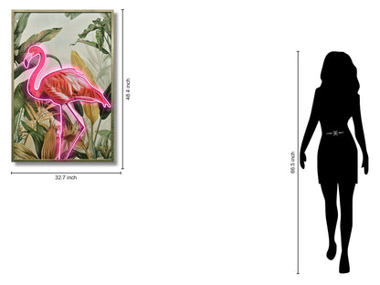 Electric Flamingo Oasis - 33" x 48" Framed Wall Art - Pink