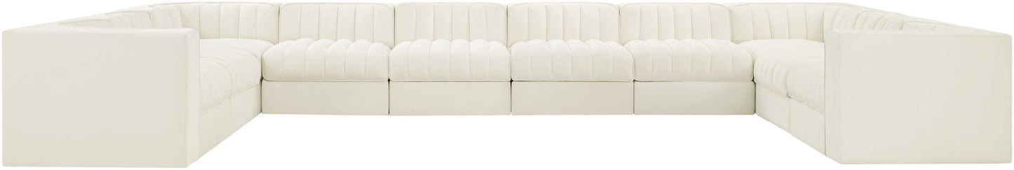 Rummi - Velvet Performance Fabric Upholstered 10 Piece Modular Sectional