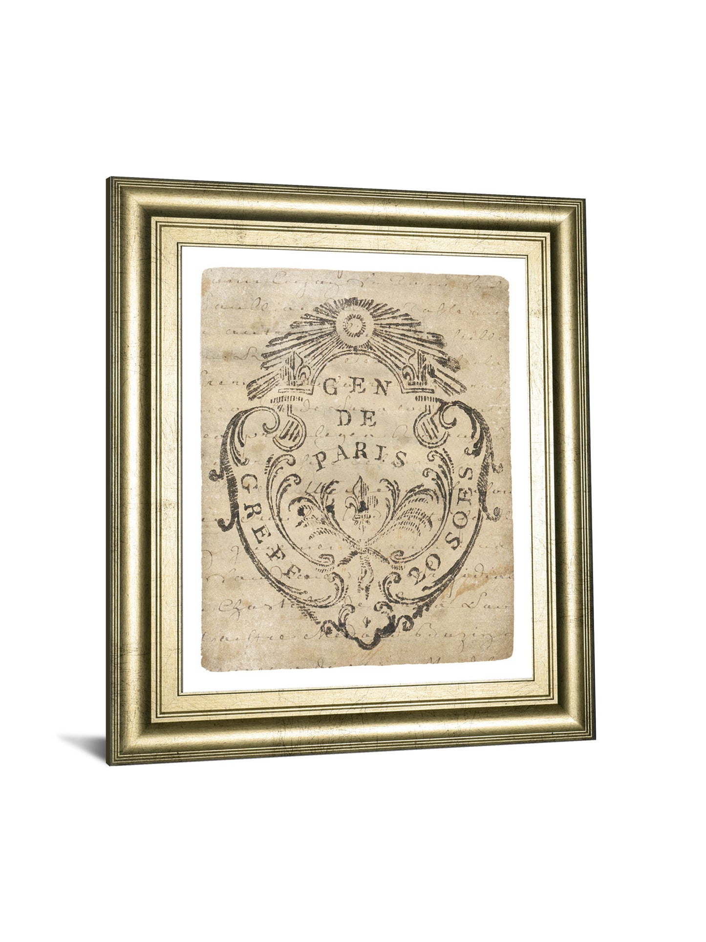 Letter Crest IIa Vintage V2 By Wild Apple Portfolio - Framed Print Wall Art - Pearl Silver