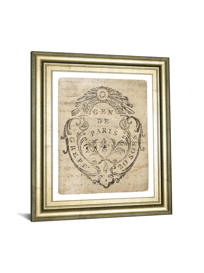 Letter Crest IIa Vintage V2 By Wild Apple Portfolio - Framed Print Wall Art - Pearl Silver