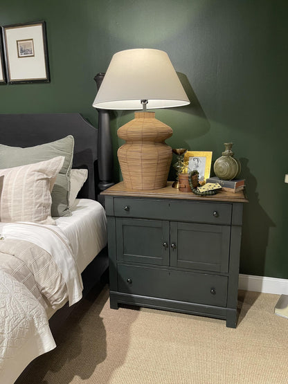 Vintage Market - Washstand Accent Chest 2 Drawers - Barnwood Oak And Mallard Green