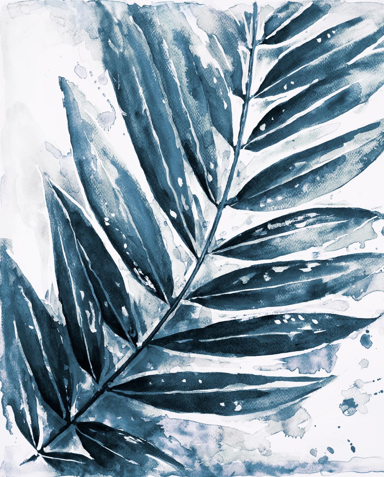 Framed - Blue Jungle Leaf I By Patricia Pinto - Blue