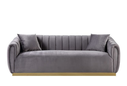 Elchanon - Sofa - Gray Velvet & Gold Finish