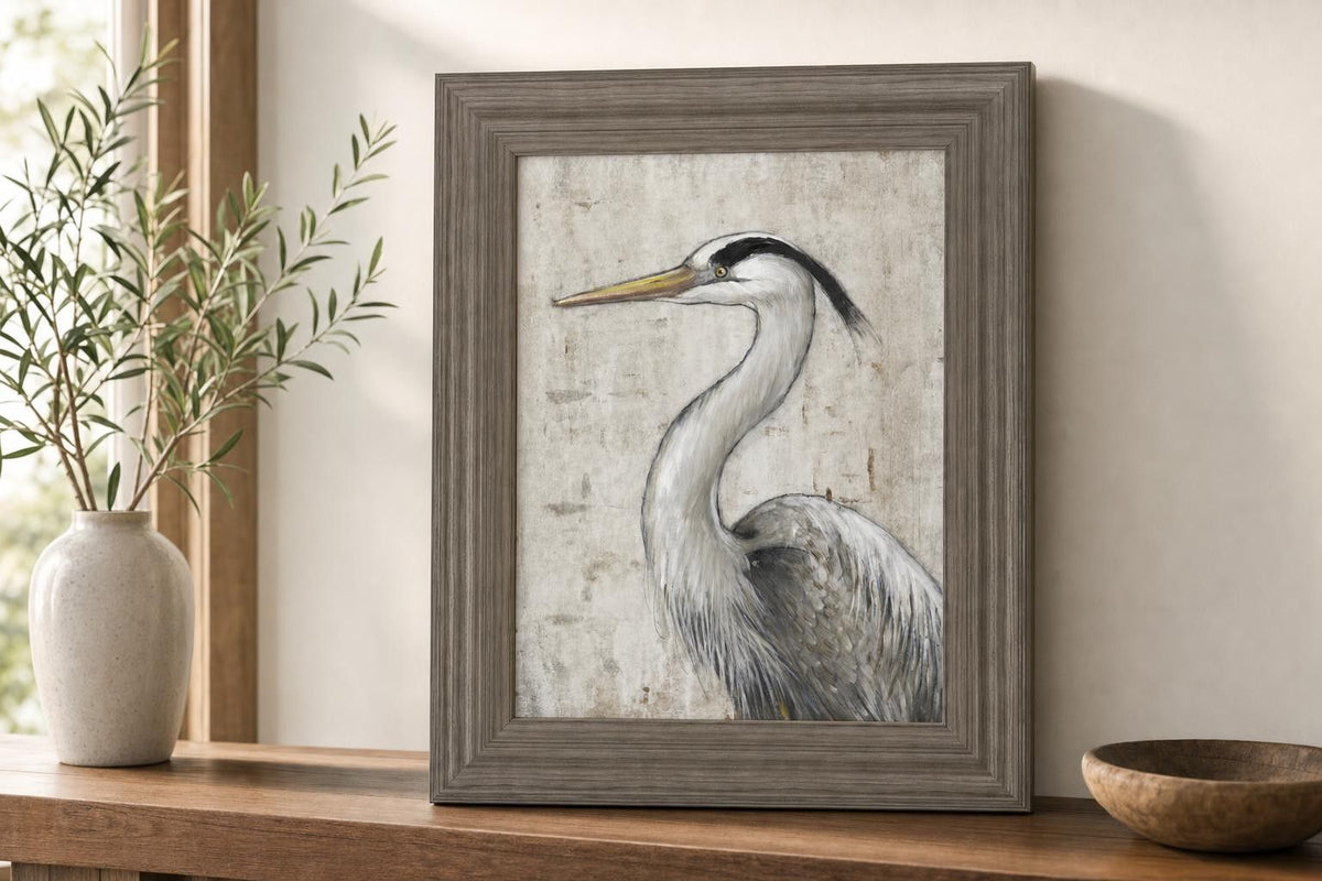 22x26 Grey Heron II By Tim OToole - Dark Gray