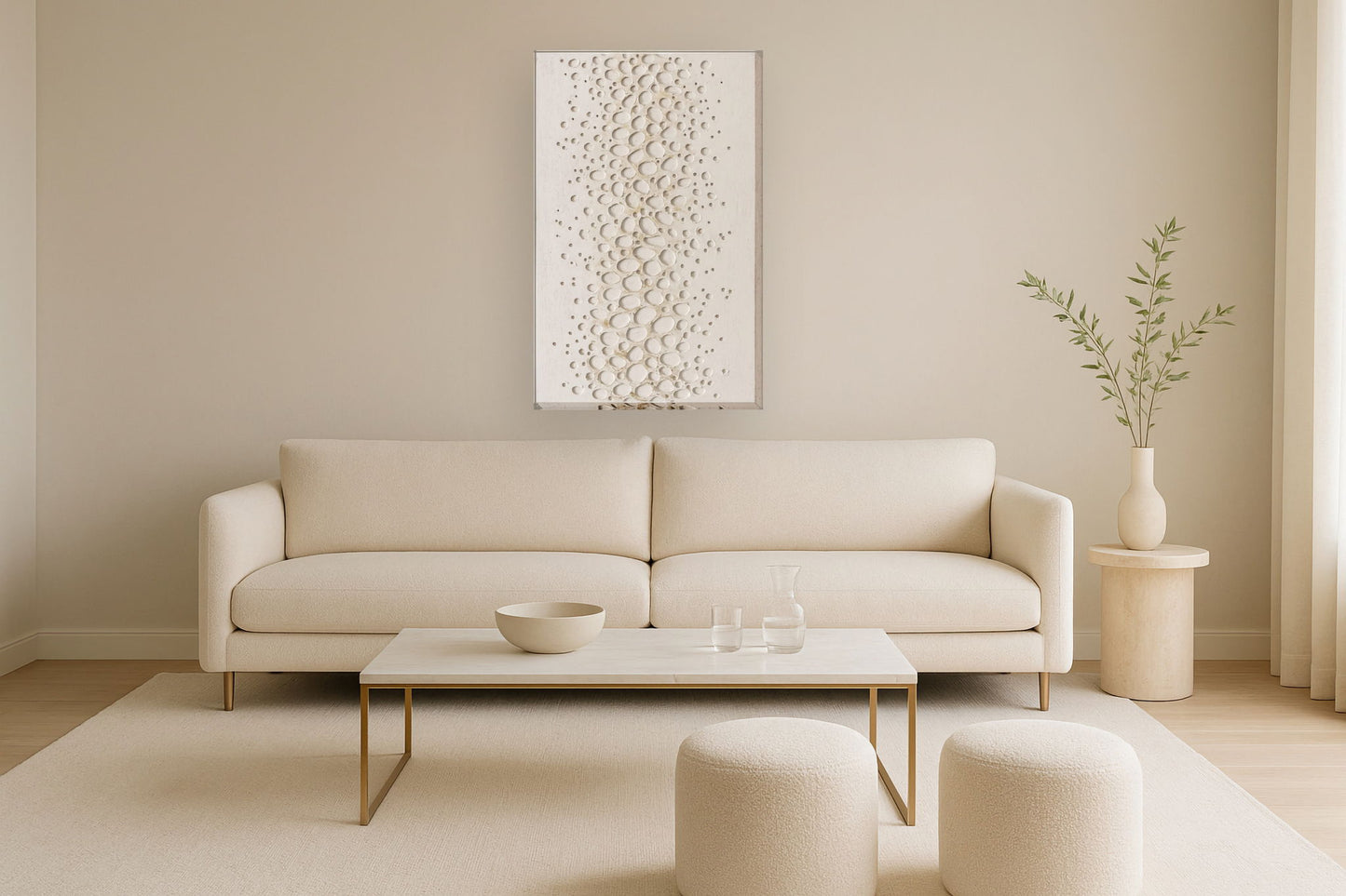 Pebbled Cream Drift - 32" x 47" Framed Wall Art