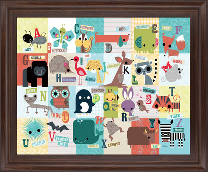 Playful Alphabet Parade - 28" x 34" Framed Wall Art