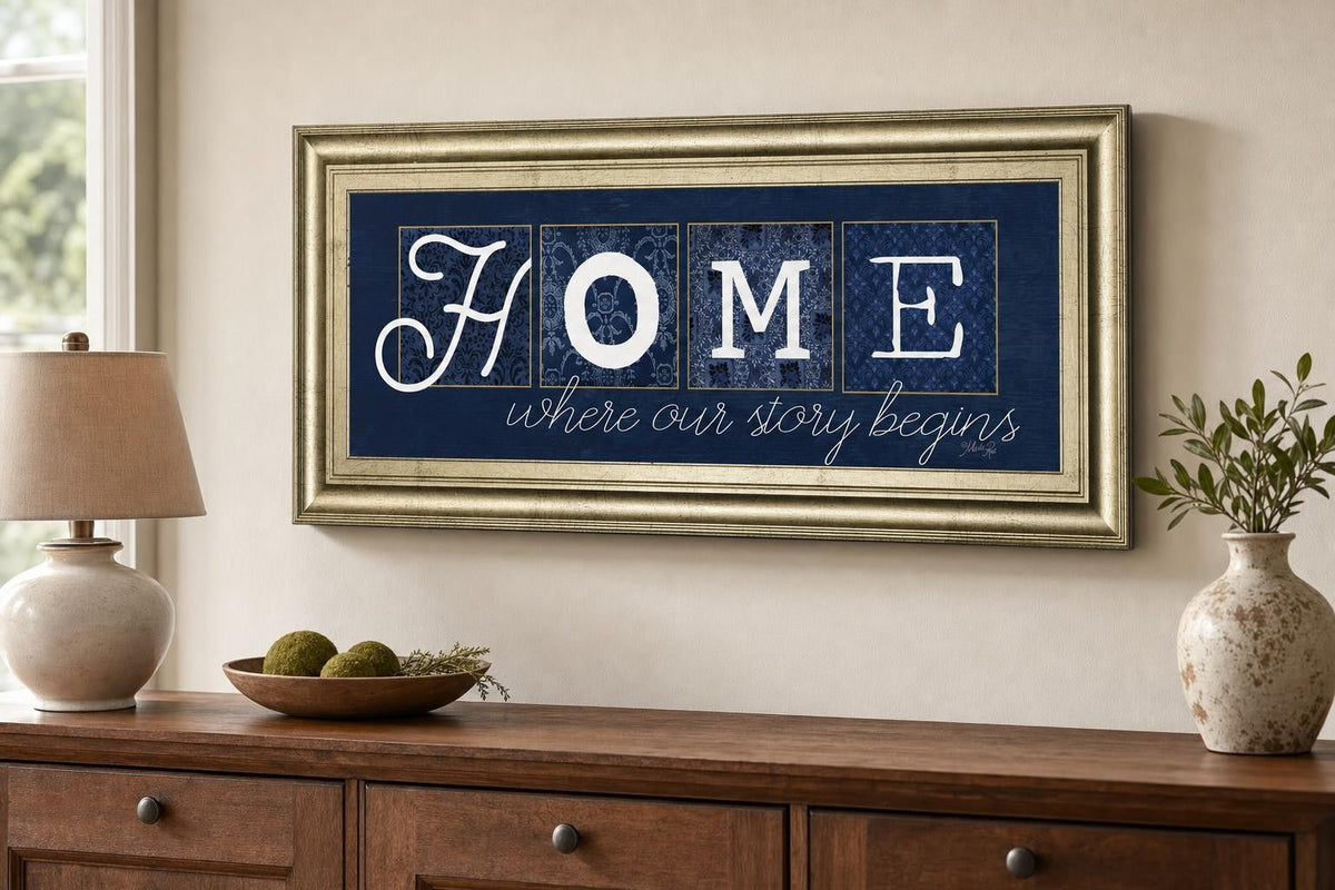 18x42 Home Where Our Story Begins By Marla Rae - Blue