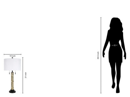 "Twist Elegance" Metal Table Lamp (Set of 2) - Matte Black / Soft Gold