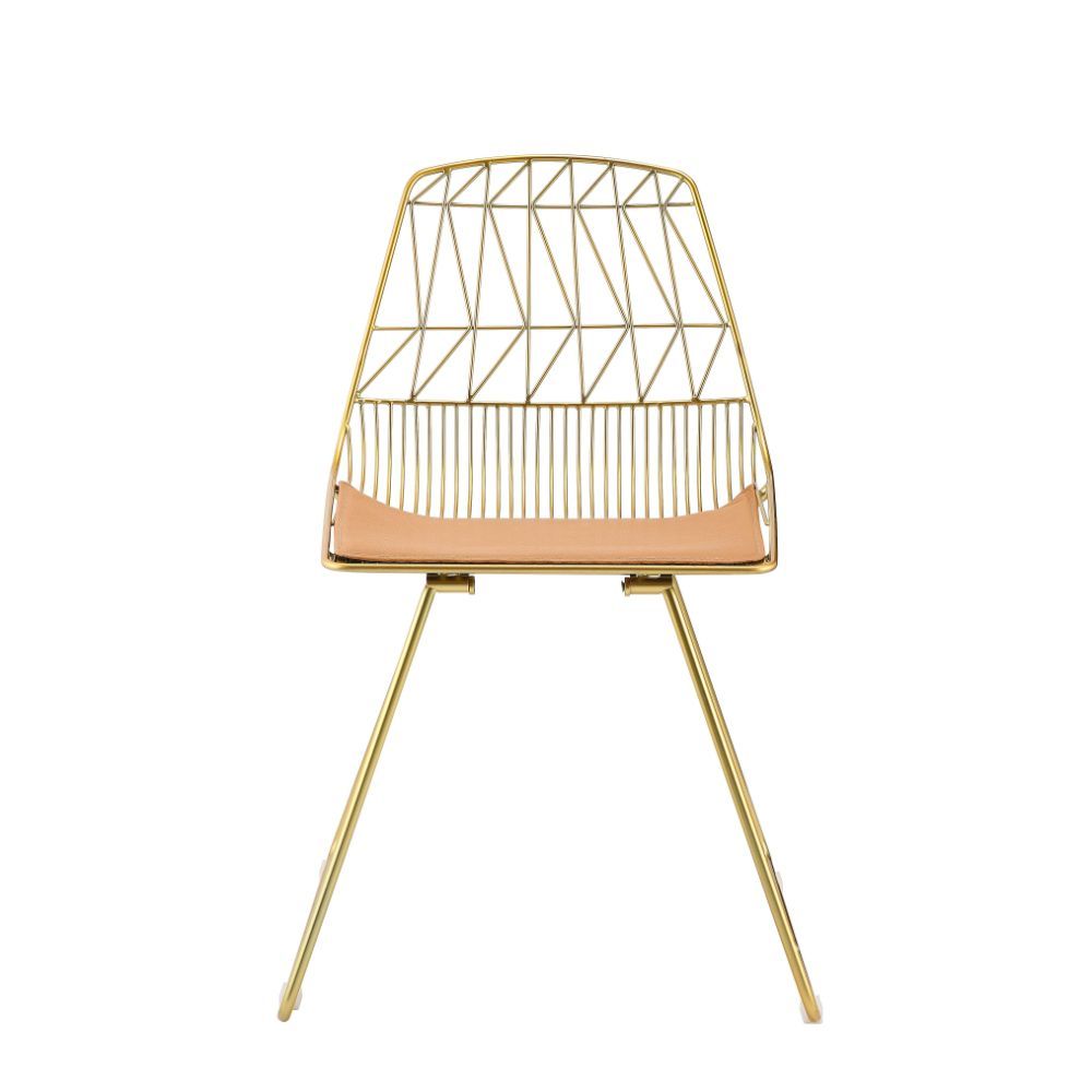 Fantasia - Side Chair (Set of 2) - Whiskey Synthetic Leather & Gold