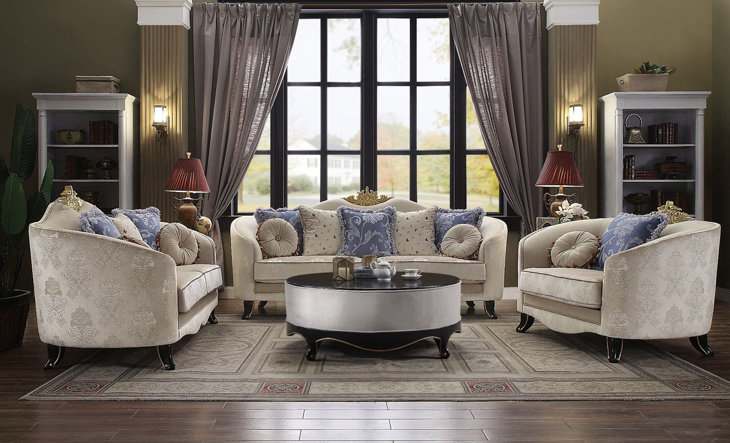 Sheridan - Chair With 2 Pillows - Cream Fabric