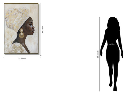 Opulent Gaze Elegance - 48" x 33" Framed Wall Art - Beige