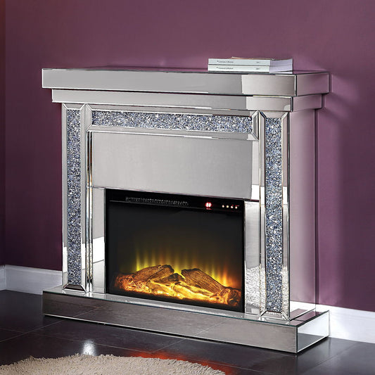 Noralie - 42" Fireplace - Mirrored & Faux Diamonds