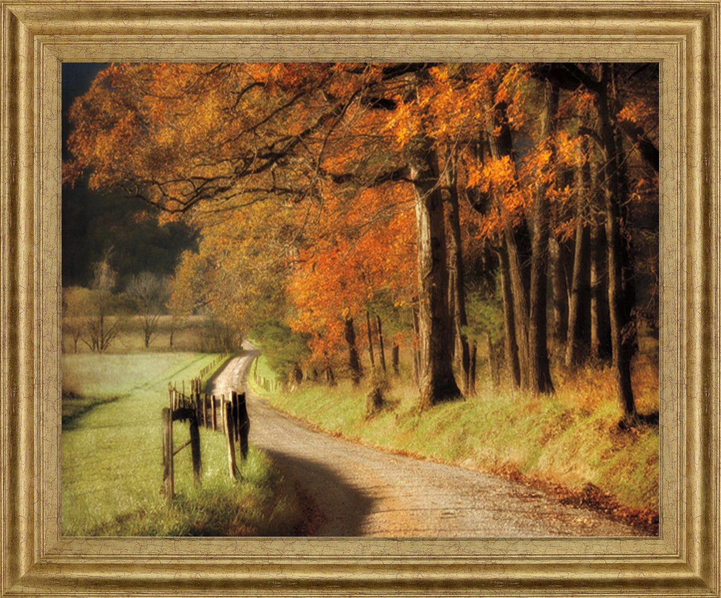 Amber Forest Pathway - 28" x 34" Framed Wall Art