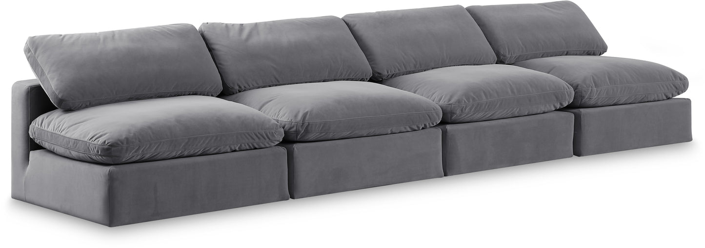 Comfy - Velvet Modular Armless Sofa 4 Seats