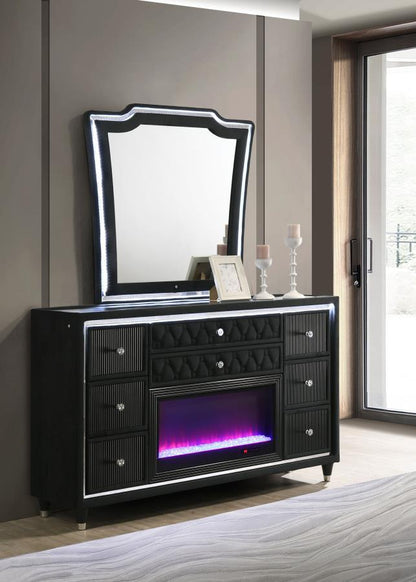 Lorient - 8-Drawer LED Bedroom Flame Box Dresser