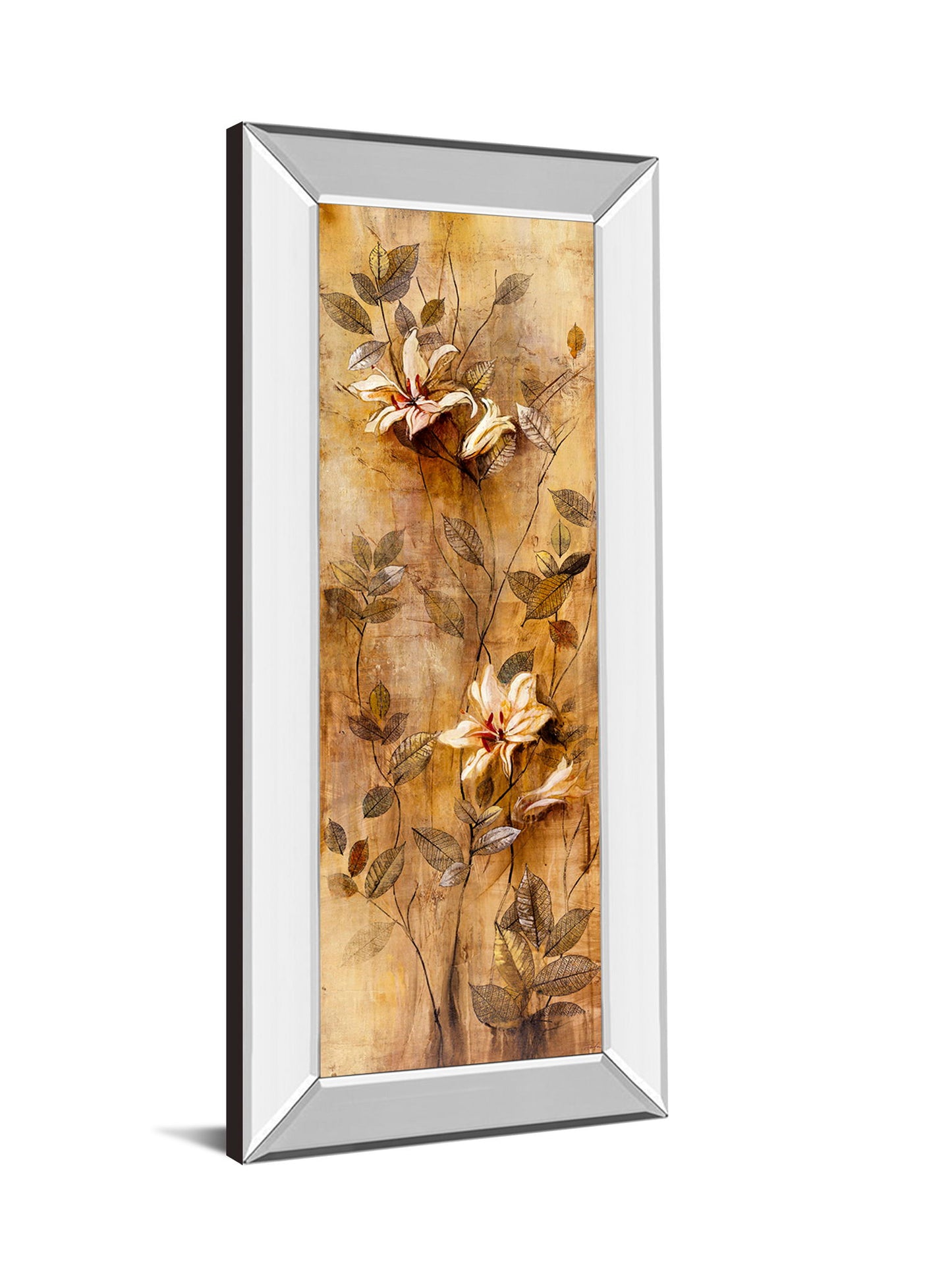 Candlelight Lilies Il By Douglas - Mirror Framed Print Wall Art - Beige