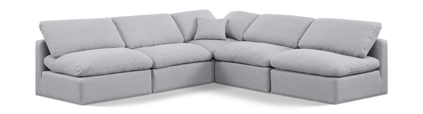 Indulge - Linen 5 Piece Modular Corner Armless Sectional