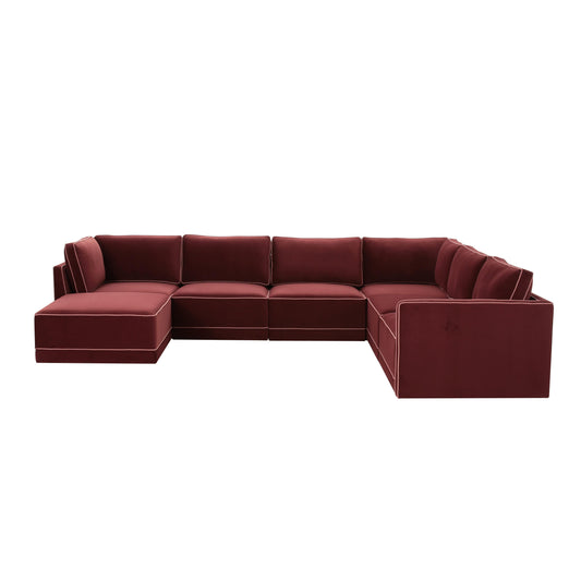 Willow - Modular Large LAF Chaise Sectional - Berry Red