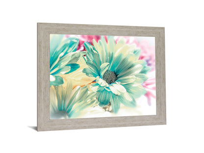 Aqua Petal Dream - 28" x 34" Framed Wall Art - Light Blue