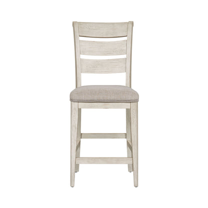Farmhouse Reimagined - Ladder Back Upholstered Counter Chair - White
