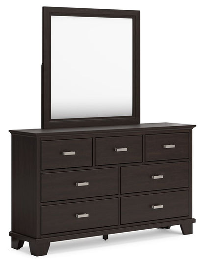 Covetown - Dresser And Mirror - Dark Brown