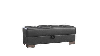 Ottomanson Armada X - Upholstered Convertible Wood Trimmed Ottoman With Storage